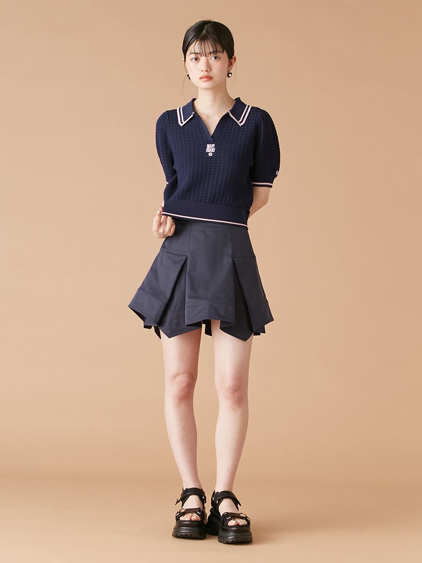 LILY BROWN「【LILY BROWN&times;MARY QUANT】シアーポロニットトップス」|ニット・セーター|