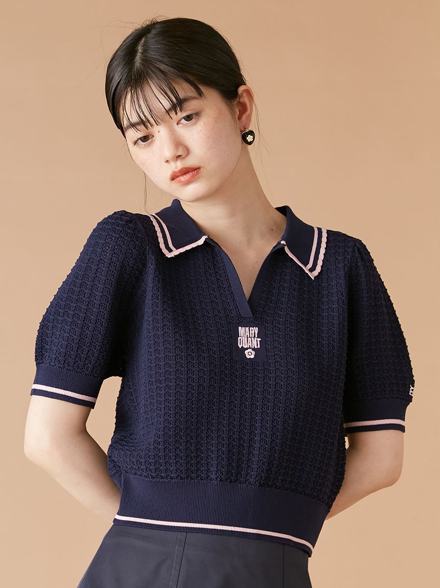 LILY BROWN「【LILY BROWN&times;MARY QUANT】シアーポロニットトップス」|ニット・セーター|