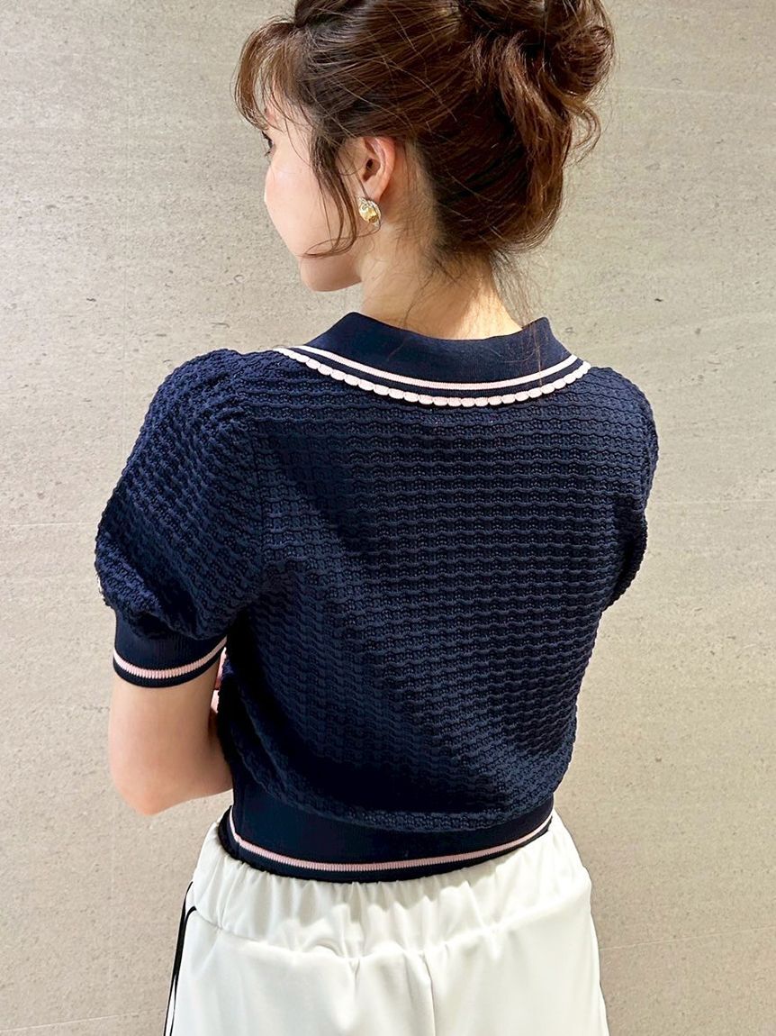 LILY BROWN「【LILY BROWN&times;MARY QUANT】シアーポロニットトップス」|ニット・セーター|