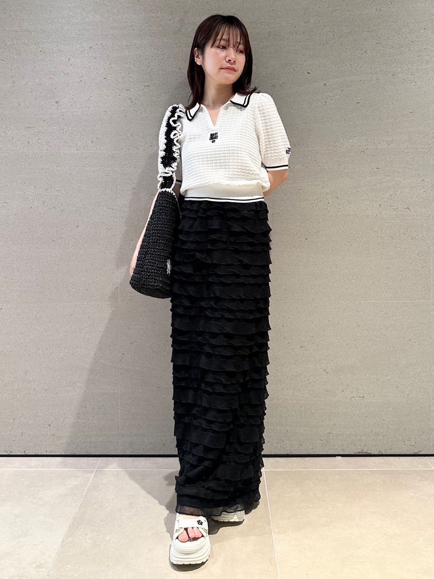 LILY BROWN「【LILY BROWN&times;MARY QUANT】シアーポロニットトップス」|ニット・セーター|