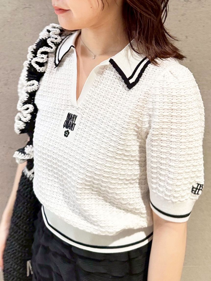 LILY BROWN「【LILY BROWN&times;MARY QUANT】シアーポロニットトップス」|ニット・セーター|