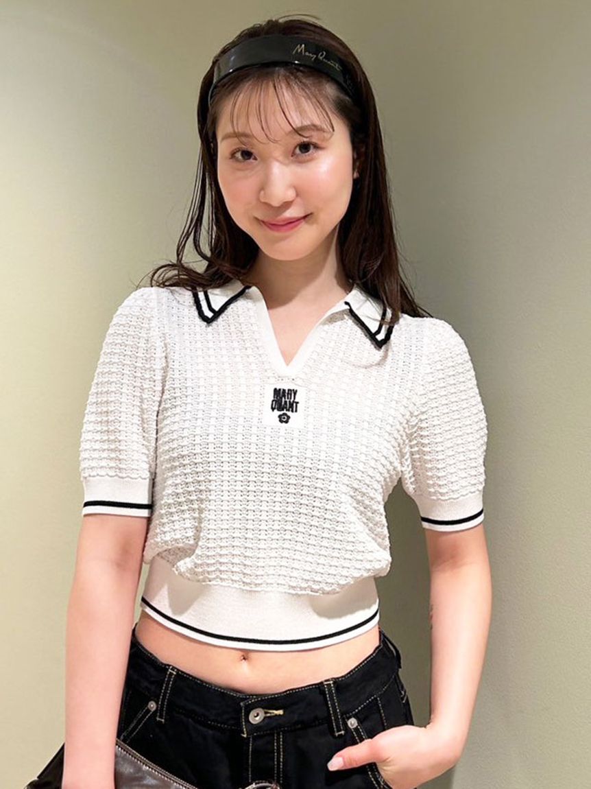 LILY BROWN「【LILY BROWN&times;MARY QUANT】シアーポロニットトップス」|ニット・セーター|