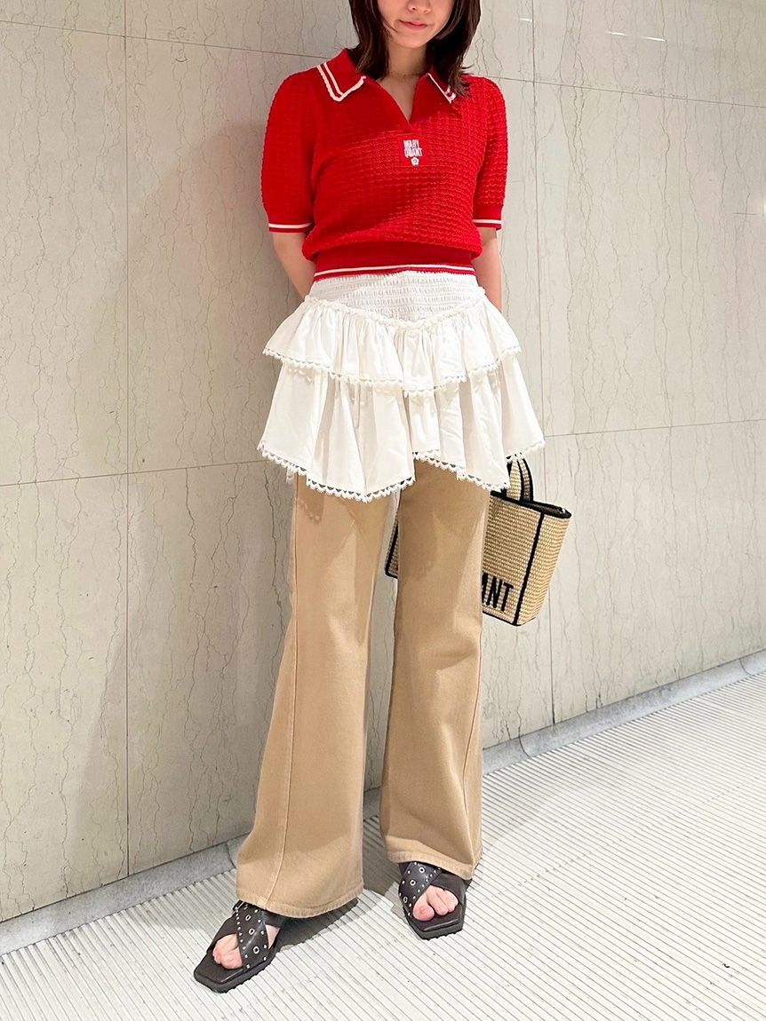 LILY BROWN「【LILY BROWN&times;MARY QUANT】シアーポロニットトップス」|ニット・セーター|