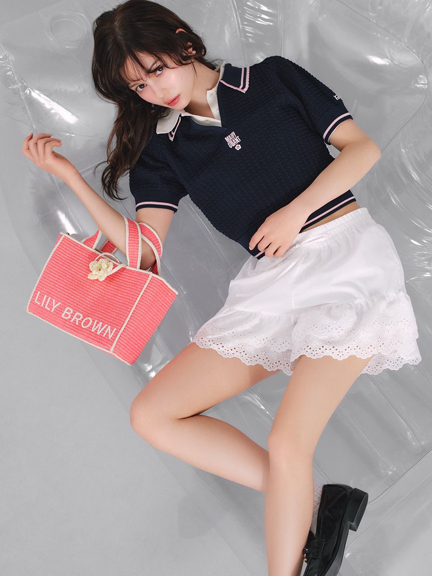 LILY BROWN「【LILY BROWN&times;MARY QUANT】シアーポロニットトップス」|ニット・セーター|