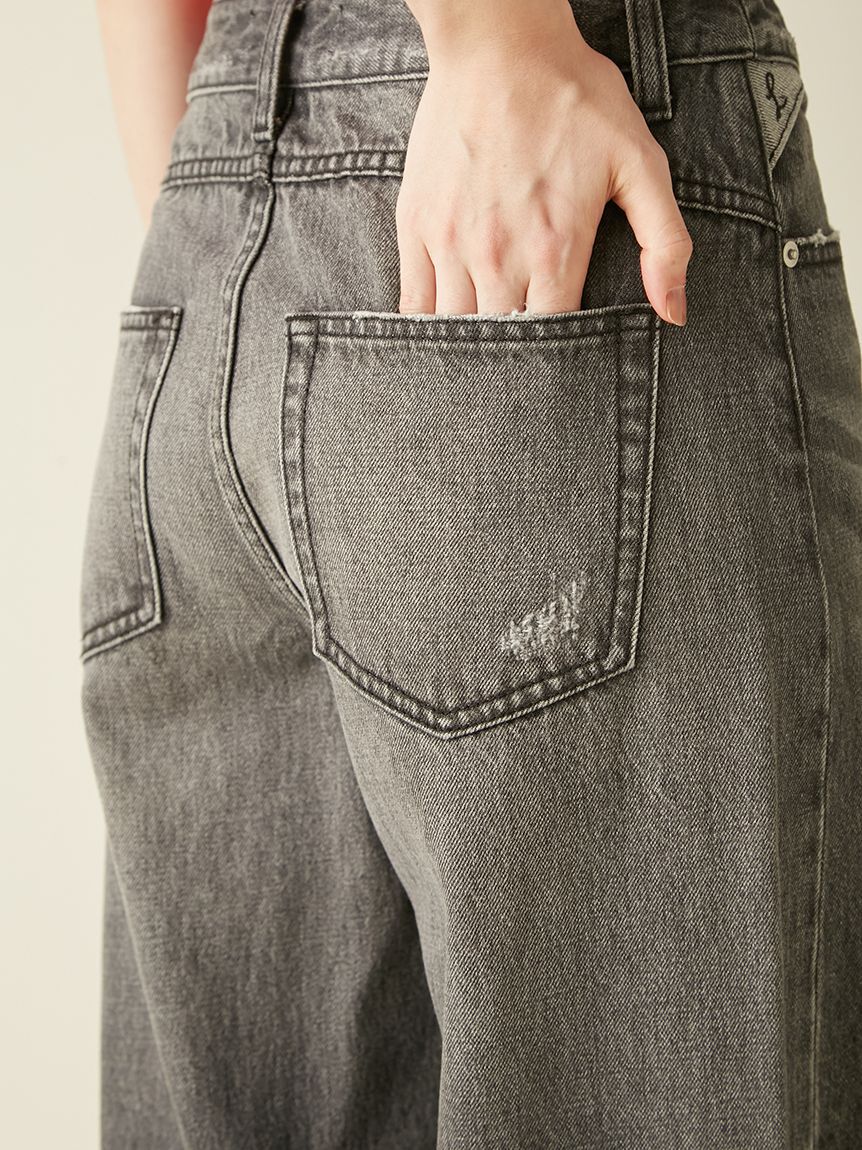 LILY BROWN「【WEB限定00サイズ】ステップウエストワイドデニムパンツ」|デニム|