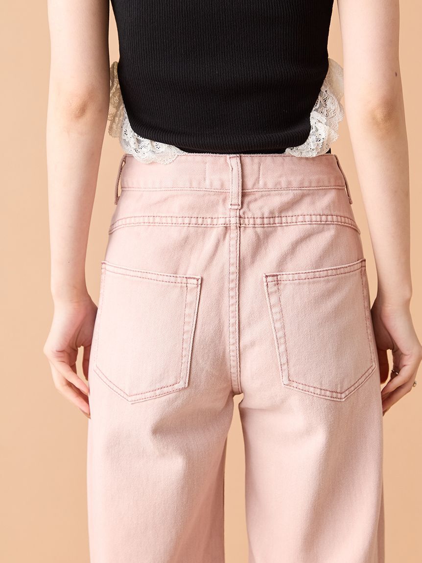 LILY BROWN「【WEB限定00サイズ】ステップウエストワイドデニムパンツ」|デニム|