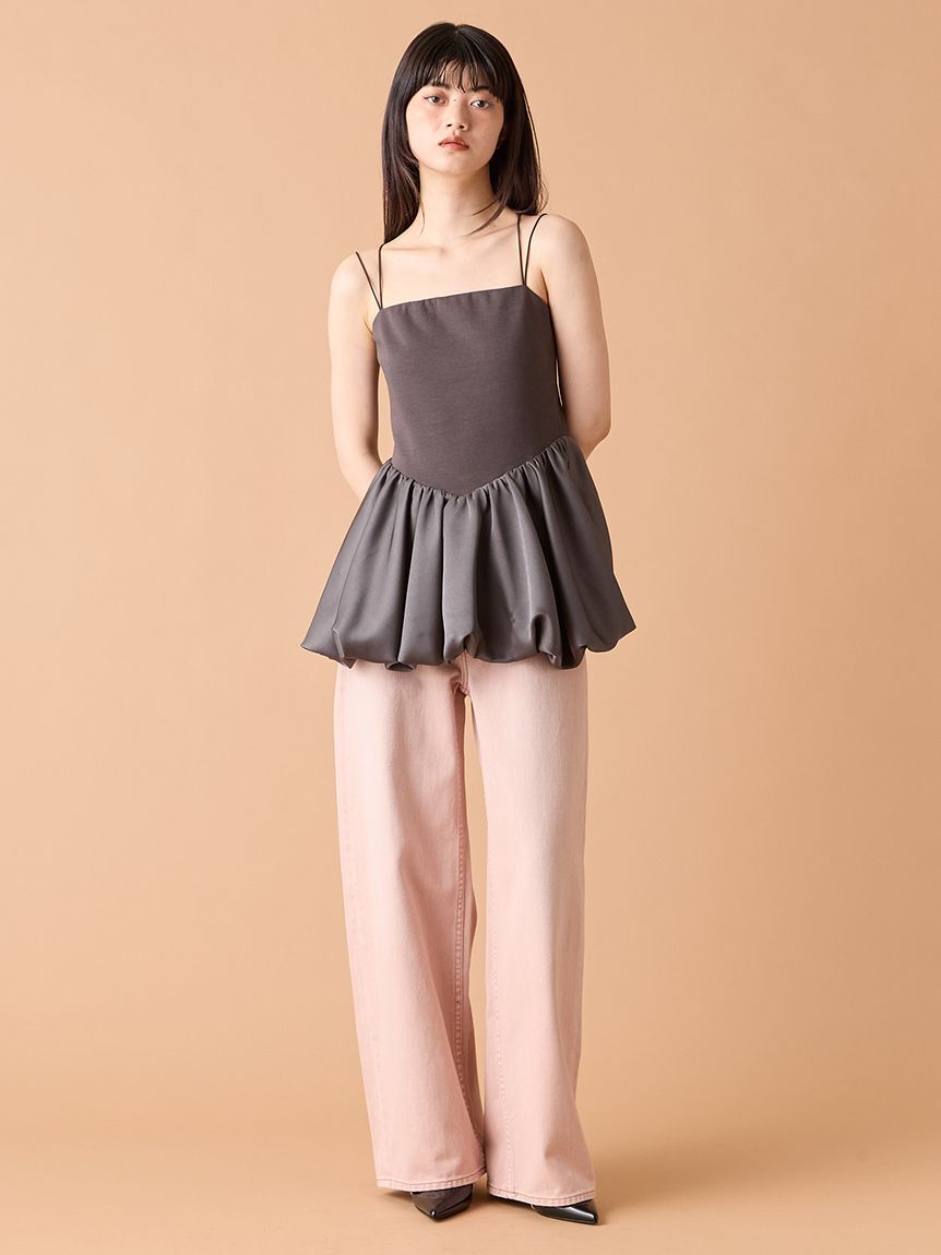 LILY BROWN「【WEB限定00サイズ】ステップウエストワイドデニムパンツ」|デニム|