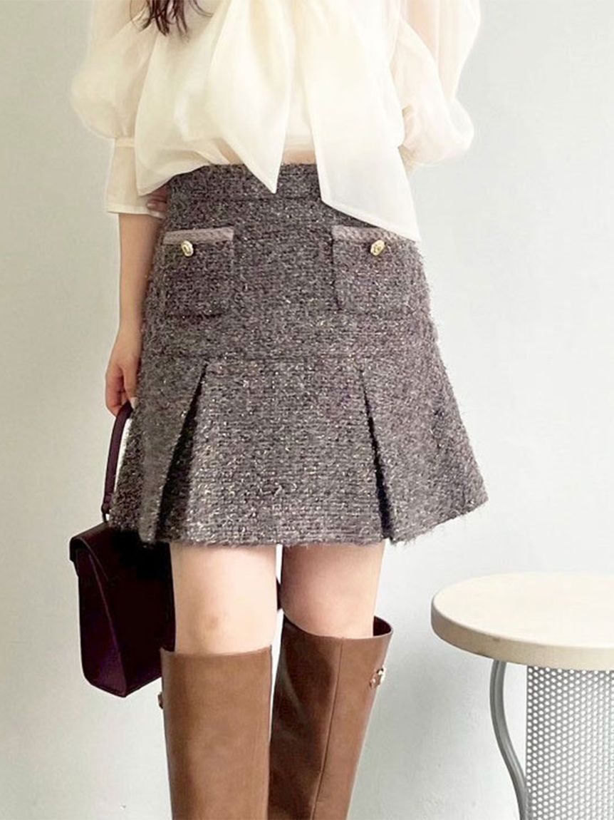 LILY BROWN「ツイードタックミニスカート」|スカート|GRY