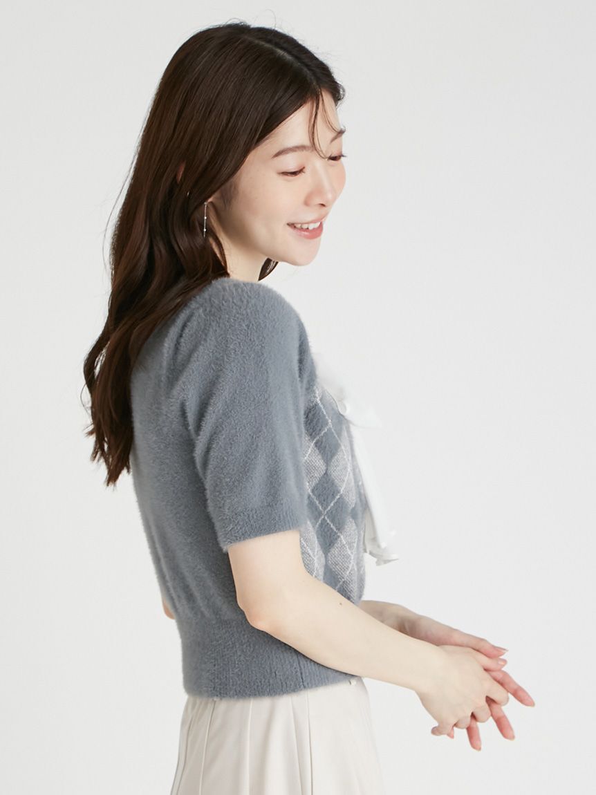 CELFORD「ボウタイリボンアーガイルニットプルオーバー」|ニット・セーター|