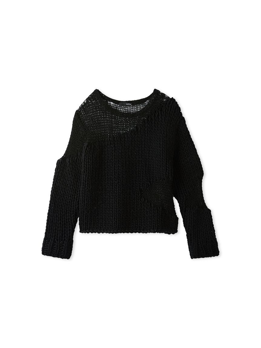 styling/「コンビクルーネックハンドニット」|ニット・セーター|BLK