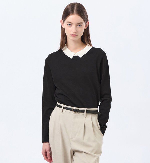 MACKINTOSH PHILOSOPHY「【Bicolor Knit Polo(バイカラーニットポロ)】ロングスリーブ」|ニット・セーター|ブラック