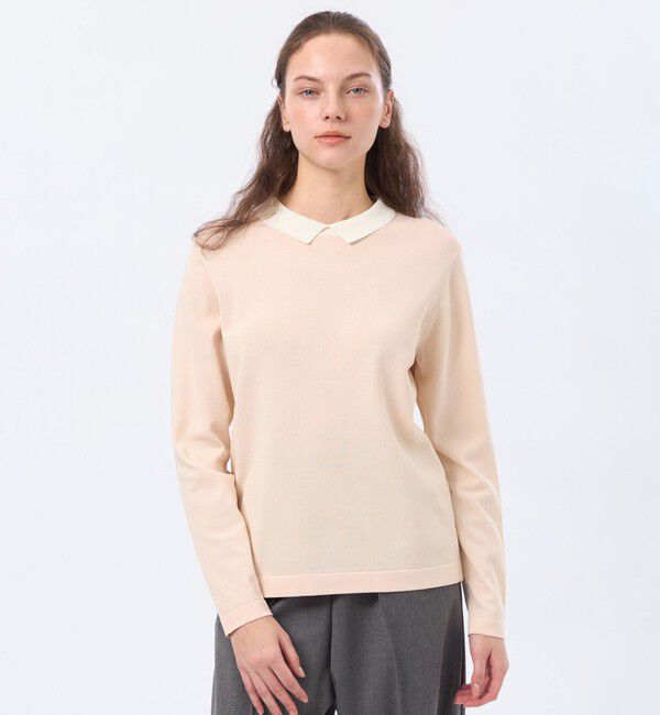 MACKINTOSH PHILOSOPHY「【Bicolor Knit Polo(バイカラーニットポロ)】ロングスリーブ」|ニット・セーター|ピンク