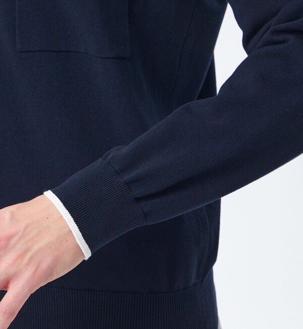 MACKINTOSH PHILOSOPHY「12Gプレーティング天竺 ライン入り襟付きジップアップ」|ニット・セーター|