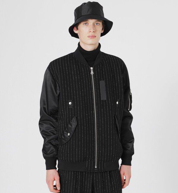  「ウールストライプMA-1」|ブルゾン・スタジャン|ブラック