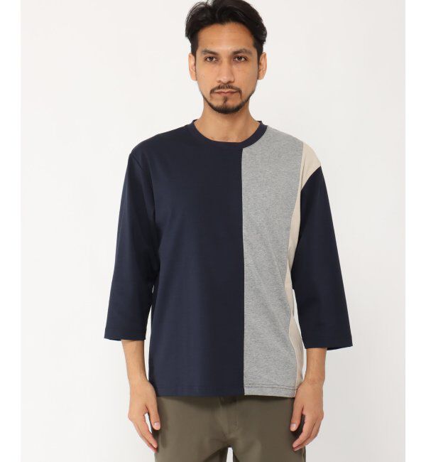 ikka「7分清潔ストレッチ切り替えT」|Tシャツ・カットソー|