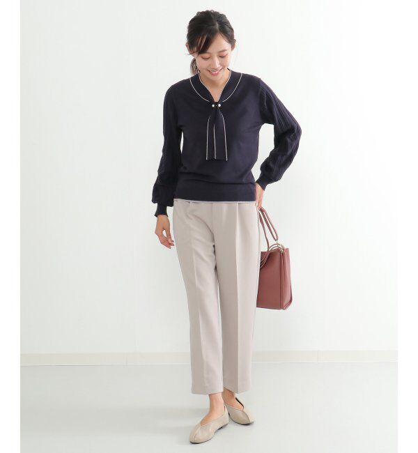 IKKA LOUNGE「ボウタイ袖プリーツニット」|プルオーバー|