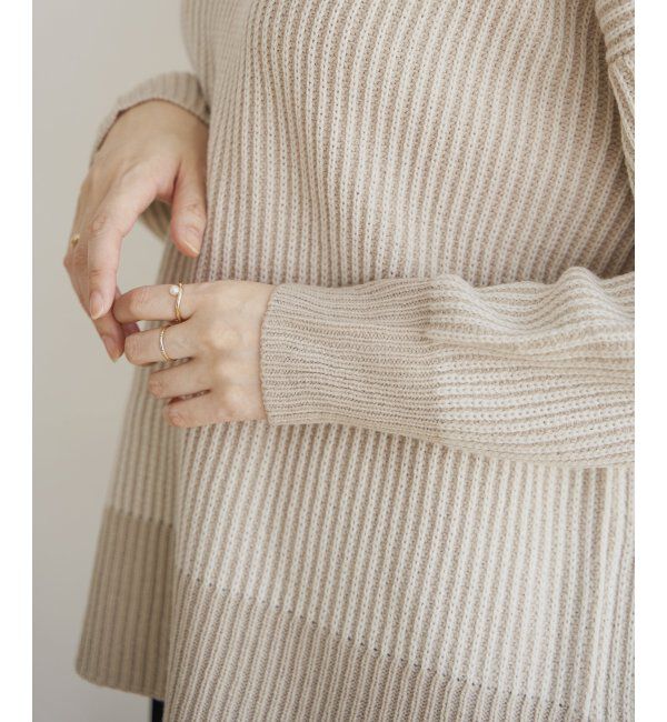 ikka「ストライプ柄ニットプルオーバー」|プルオーバー|