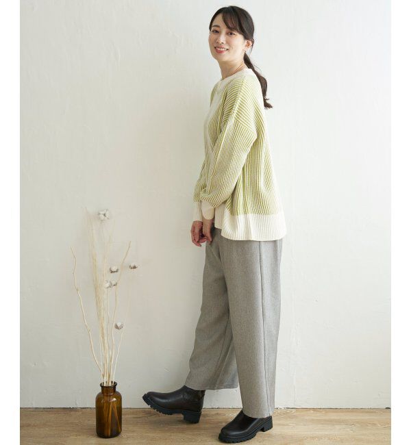 ikka「ストライプ柄ニットプルオーバー」|プルオーバー|