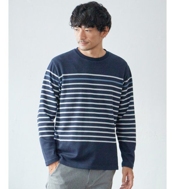 ikka「ダブルジャカードボーダーロンT」|Tシャツ・カットソー|