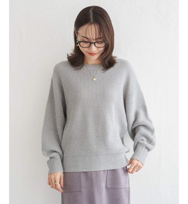 ikka「ラメスパンコールニットプルオーバー」|プルオーバー|