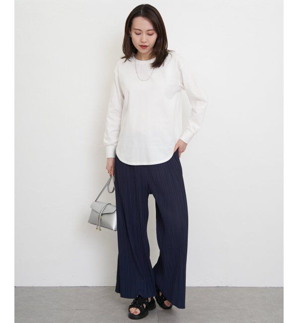 ikka「コットンUSA裾ラウンドロンT」|Tシャツ・カットソー|