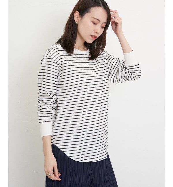 ikka「コットンUSA裾ラウンドロンT」|Tシャツ・カットソー|