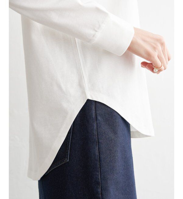 ikka「コットンUSA裾ラウンドロンT」|Tシャツ・カットソー|