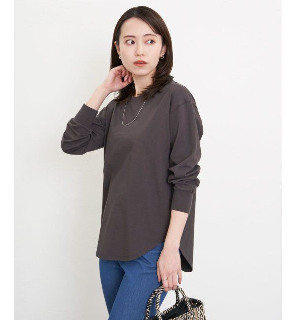 ikka「コットンUSA裾ラウンドロンT」|Tシャツ・カットソー|