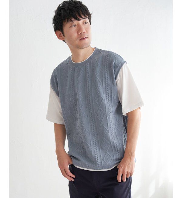 ikka「フクレジャカードフェイクベストTシャツ」|Tシャツ・カットソー|