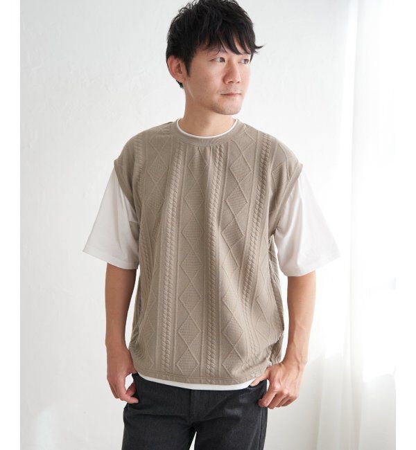 ikka「フクレジャカードフェイクベストTシャツ」|Tシャツ・カットソー|