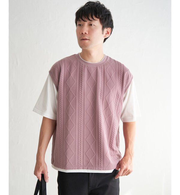 ikka「フクレジャカードフェイクベストTシャツ」|Tシャツ・カットソー|