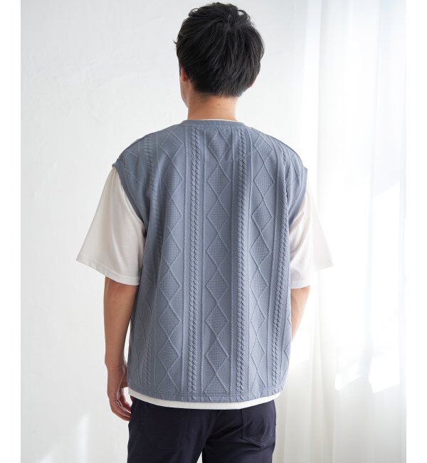 ikka「フクレジャカードフェイクベストTシャツ」|Tシャツ・カットソー|