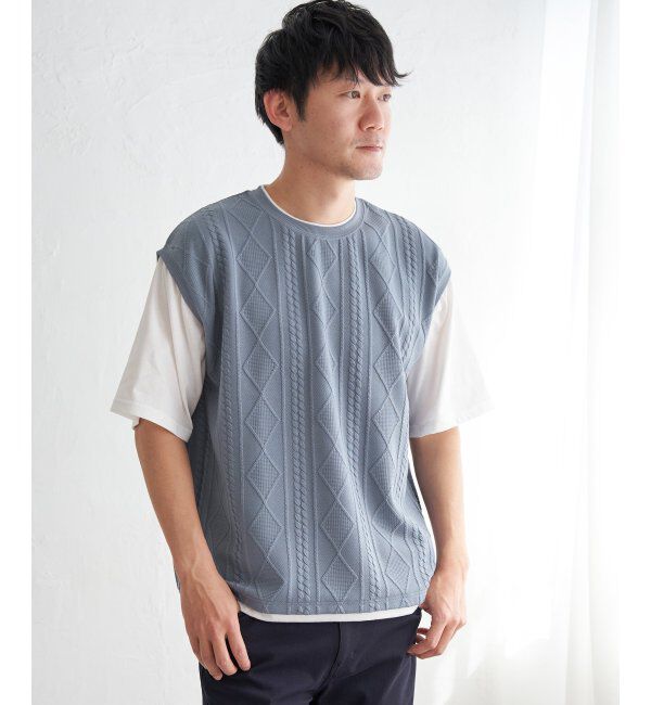 ikka「フクレジャカードフェイクベストTシャツ」|Tシャツ・カットソー|