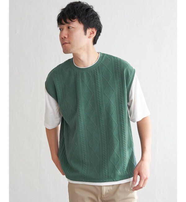 ikka「フクレジャカードフェイクベストTシャツ」|Tシャツ・カットソー|