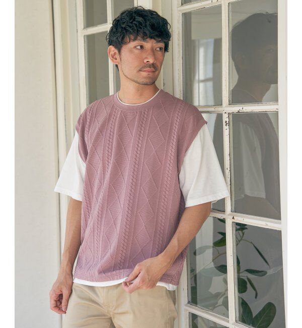 ikka「フクレジャカードフェイクベストTシャツ」|Tシャツ・カットソー|