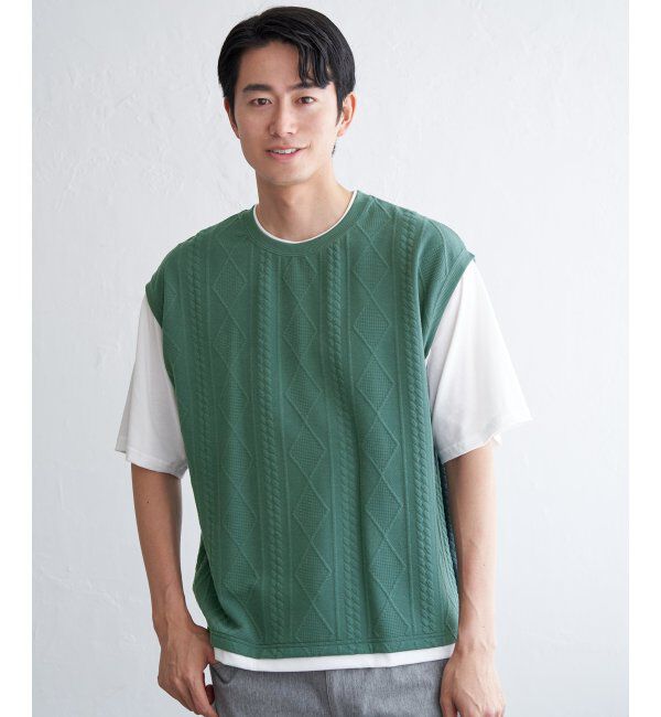 ikka「フクレジャカードフェイクベストTシャツ」|Tシャツ・カットソー|