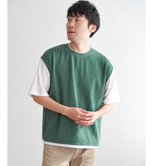 ikka「フクレジャカードフェイクベストTシャツ」|Tシャツ・カットソー|