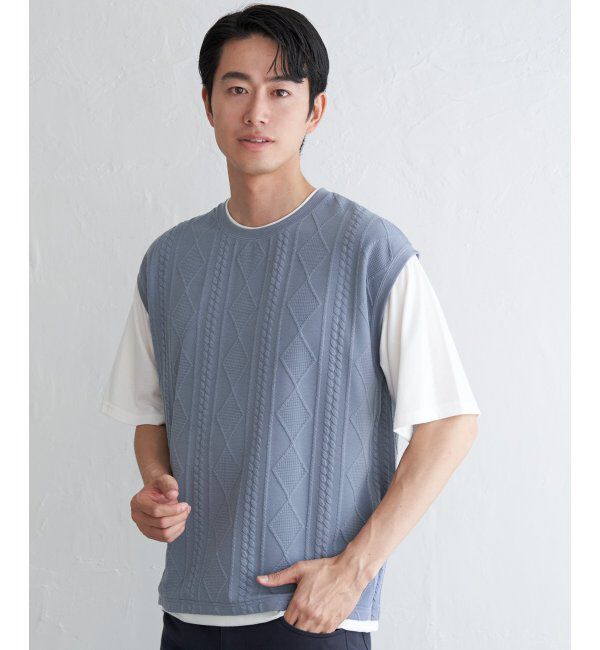 ikka「フクレジャカードフェイクベストTシャツ」|Tシャツ・カットソー|