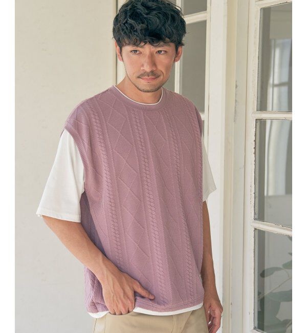 ikka「フクレジャカードフェイクベストTシャツ」|Tシャツ・カットソー|