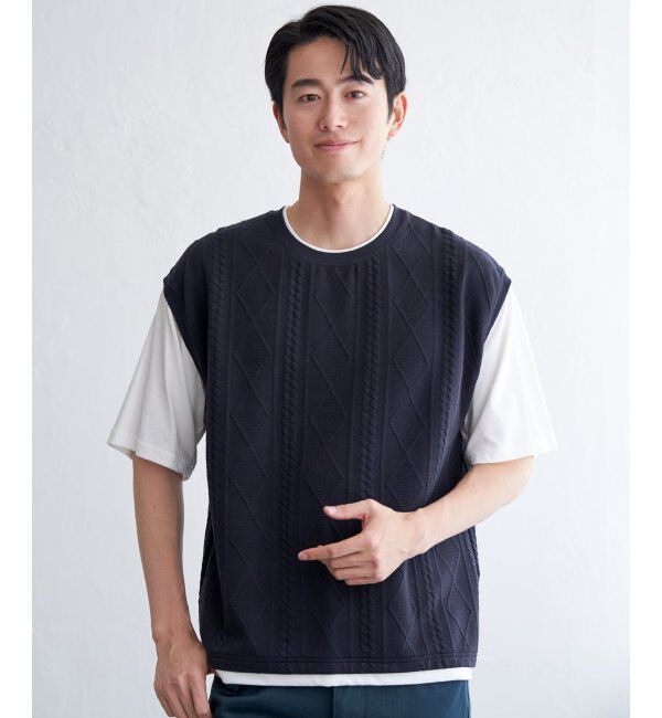 ikka「フクレジャカードフェイクベストTシャツ」|Tシャツ・カットソー|