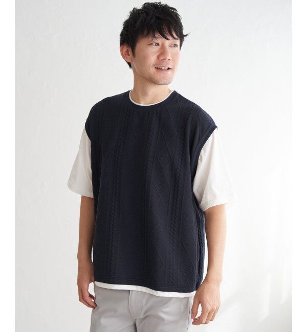 ikka「フクレジャカードフェイクベストTシャツ」|Tシャツ・カットソー|