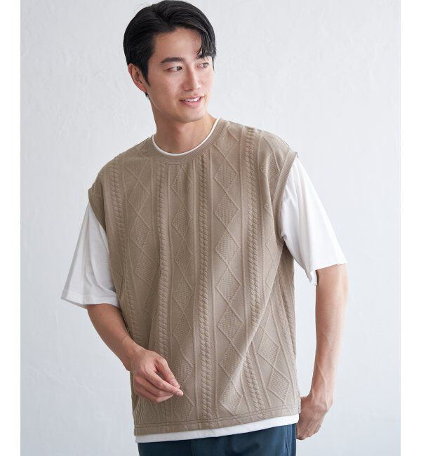 ikka「フクレジャカードフェイクベストTシャツ」|Tシャツ・カットソー|