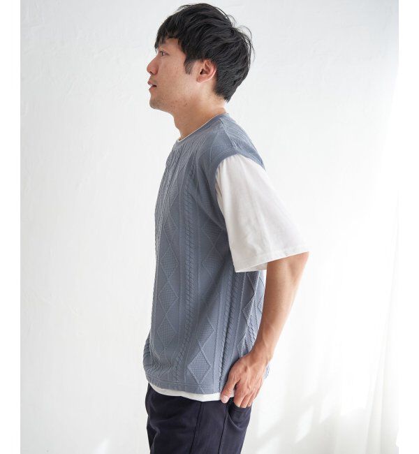 ikka「フクレジャカードフェイクベストTシャツ」|Tシャツ・カットソー|