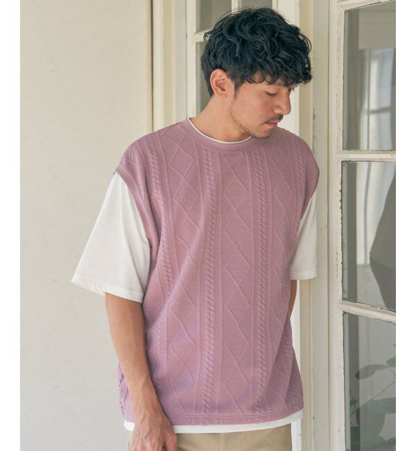 ikka「フクレジャカードフェイクベストTシャツ」|Tシャツ・カットソー|