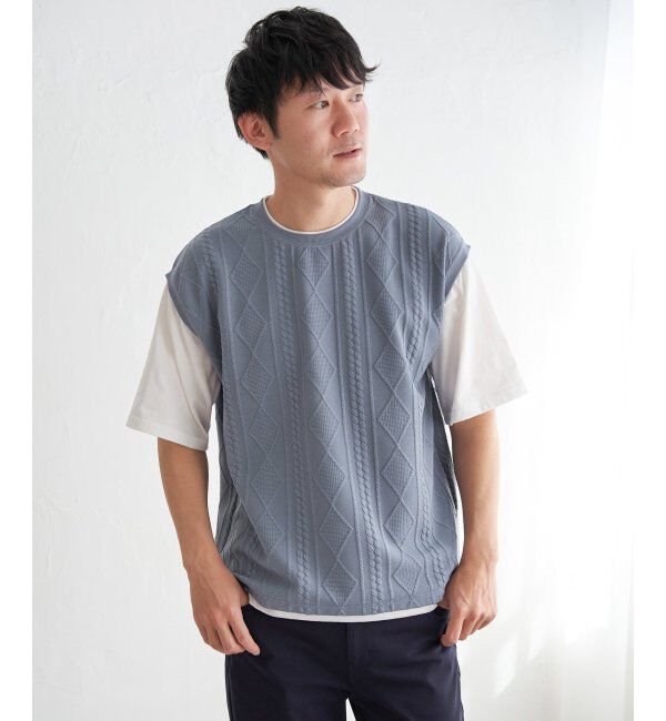 ikka「フクレジャカードフェイクベストTシャツ」|Tシャツ・カットソー|