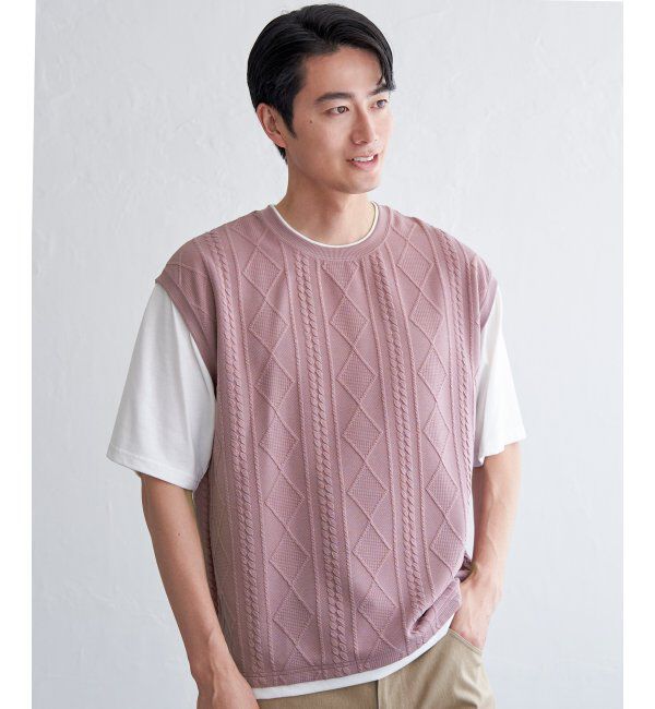 ikka「フクレジャカードフェイクベストTシャツ」|Tシャツ・カットソー|