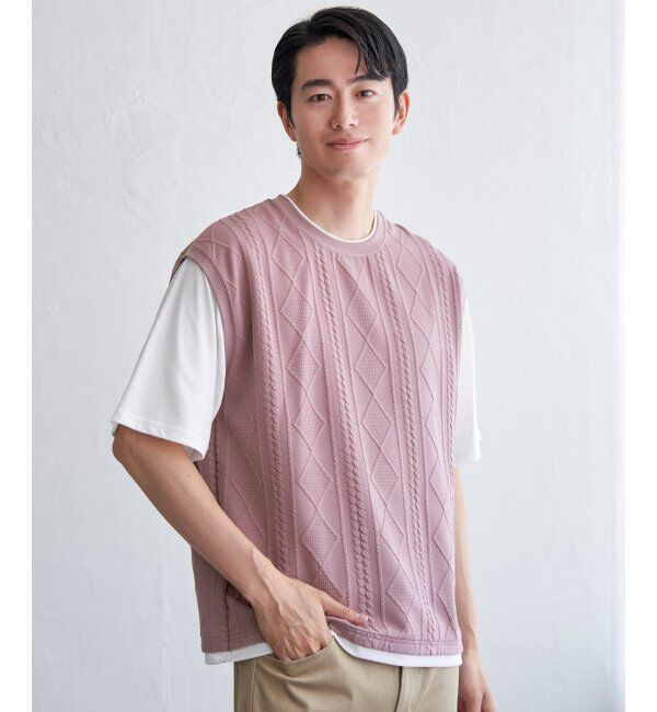 ikka「フクレジャカードフェイクベストTシャツ」|Tシャツ・カットソー|