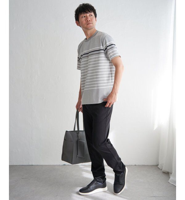 ikka「【接触冷感／吸水速乾】アーバンドライパネルボーダーTシャツ」|Tシャツ・カットソー|
