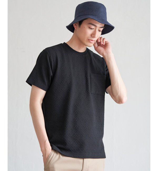 ikka「ヘリンボンフクレジャカードTシャツ」|Tシャツ・カットソー|ブラック