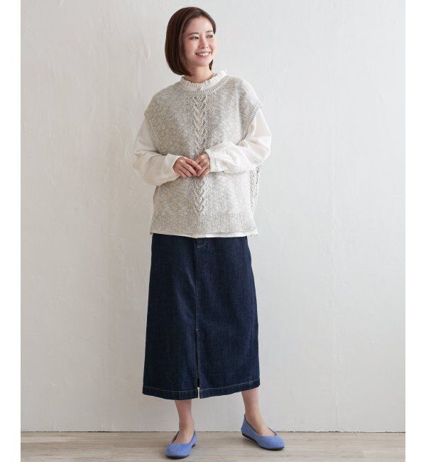 Lbc with Life「MIXヤーン透かし編み2WAYベスト」|ニット・セーター|